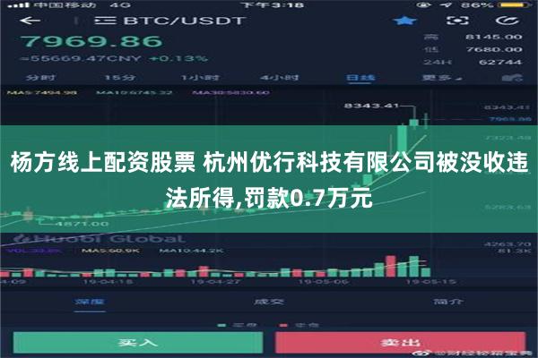 杨方线上配资股票 杭州优行科技有限公司被没收违法所得,罚款0.7万元