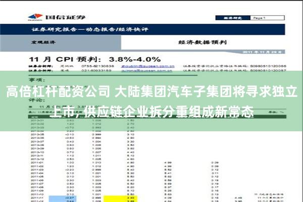 高倍杠杆配资公司 大陆集团汽车子集团将寻求独立上市, 供应链企业拆分重组成新常态