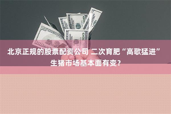 北京正规的股票配资公司 二次育肥“高歌猛进” 生猪市场基本面有变？