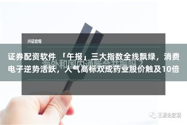 证券配资软件 「午报」三大指数全线飘绿，消费电子逆势活跃，人气高标双成药业股价触及10倍