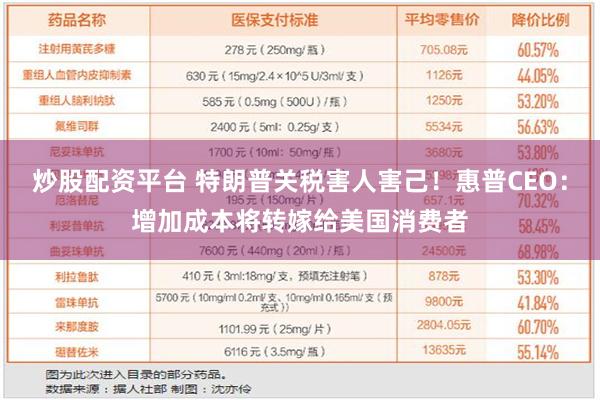 炒股配资平台 特朗普关税害人害己！惠普CEO：增加成本将转嫁给美国消费者